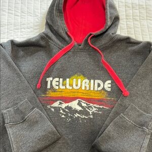 Ouray Sportswear Mens Telluride Gray Mountain Graphic Sweatshirt Hoodie Size Med